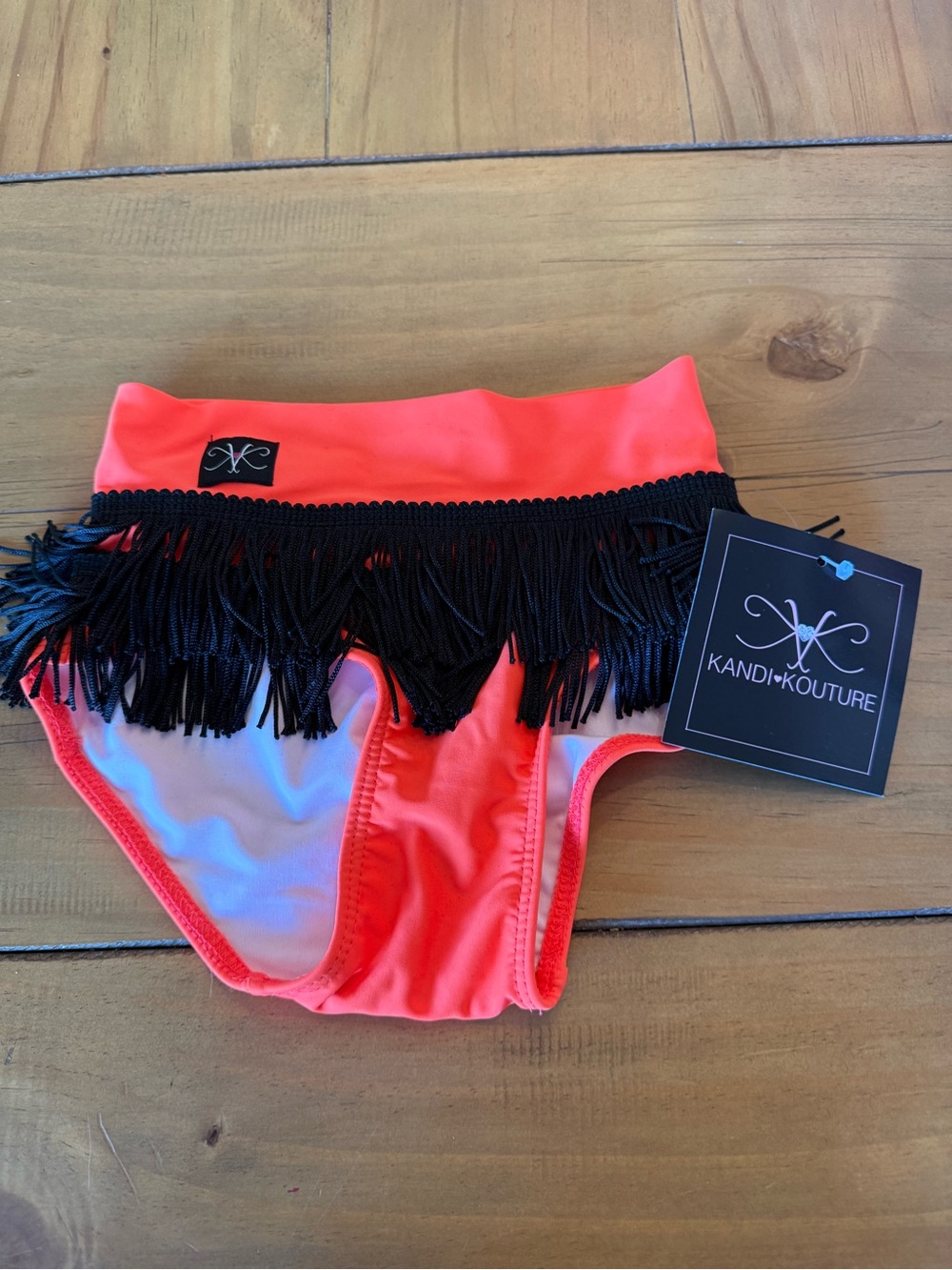 Kandi Kouture Neon Coral Girls Fringe Swim Bottoms